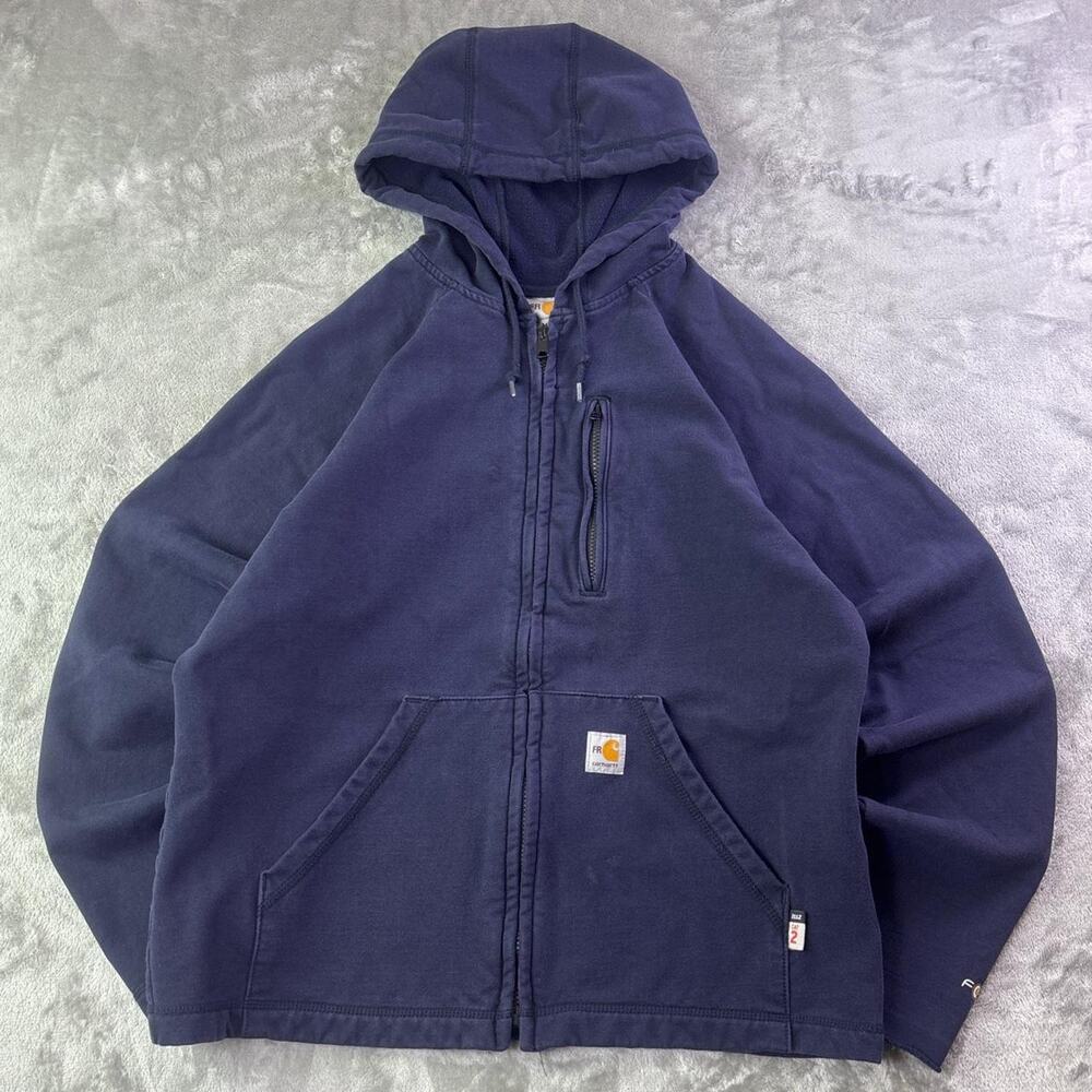 Carhartt FR Flame Resistant 101577 Navy CAT2 Full-zip Hoodie Men’s Size M